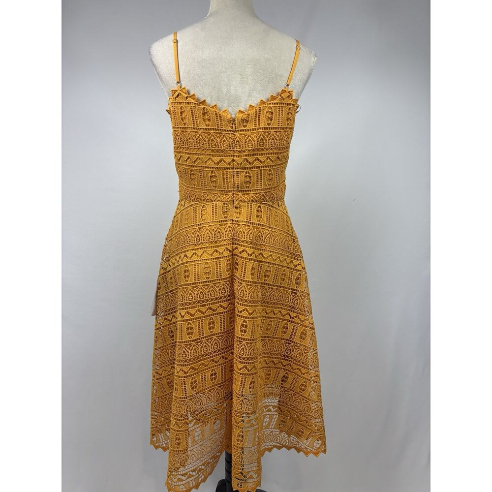 Dress the Population Brenna Midi Cocktail Dress Honey Yellow Gold Size Medium - Picture 2 of 15